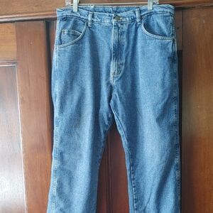 Wrangler RUGGED WEAR FLANNEL LINED Blue Jeans Classic Denim Style 36"X30"
